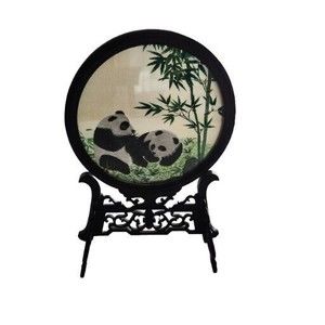 Chinese Suzhou Silk Double Sided Panda Embroidered Table‎ Screen